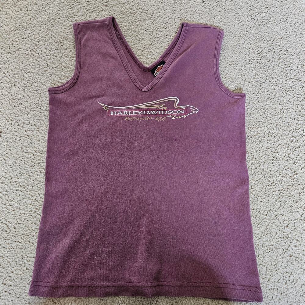 Harley Davidson Purple Tank VNeck Large - Picture 6 of 8